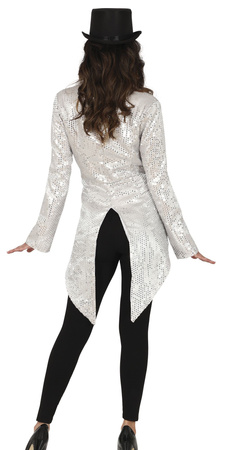 Srebrny FRAK z Cekinami Marynarka Damska, M