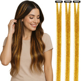 Błyszczące PASEMKA do Włosów ZŁOTE Brokat 50cm 3sz