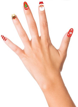 Sztuczne Paznokcie + KLEJ Świąteczne 12szt.
