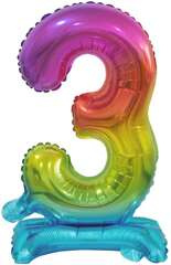 Balon foliowy B&C Cyfra stojąca 3,tęczowa 38 cm