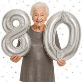 Zestaw Balonów Foliowych Liczba 80, srebrne, 100cm