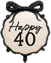 Balon Foliowy Happy 40 URODZINY Kokarda 47x53cm
