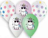 Balony na Hel Wesoły Jednorożec, 13 cali 5szt.