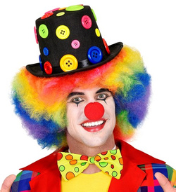 Cylinder Kapeusz Czarny z Kolorowymi Guzikami