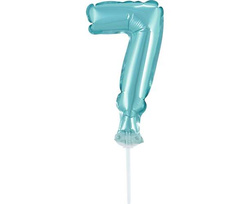 Balon foliowy na tort, Cyfra 7, błękitny, 1szt.