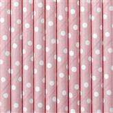 Słomki papierowe Kropki, j. róż, 19,5 cm, 1 op.
