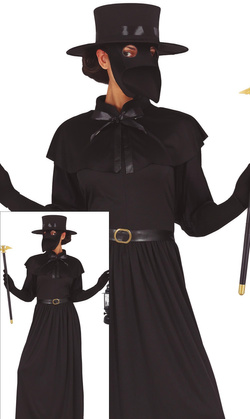 Strój Kostium Damski Doktor Plagi Dżumy Bal, S