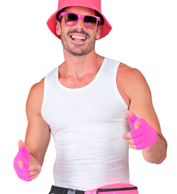 RĘKAWICZKI Bez Palców Krótkie RÓŻOWE Neonowe DISCO