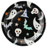 Talerzyki Papierowe Halloween Duch Czarne 18cm 6sz
