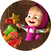 Opłatek tortowy 14 cm, Masza i Niedźwiedź 1 szt.