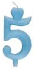 Świeczka Cyferka 5 Serduszko Tort Niebieska