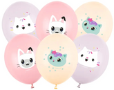 Balony Lateksowe Koci Domek Gabi mix, 30 cm, 6szt.
