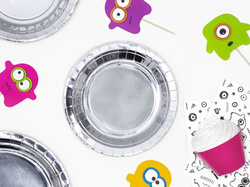 Talerzyki papierowe srebrne, 18 cm, 6 szt.