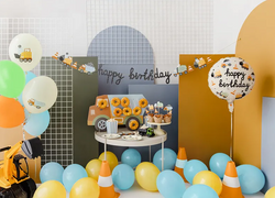 Balon Foliowy Happy Birthday BUDOWA Pojazdy 45cm