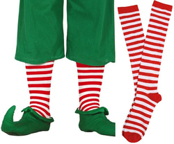 Skarpetki Podkolanówki Biało-Czerwone Paski Elf