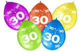 Balony odwrotny nadruk cyfra 30 TRZYDZIESTKA, 5szt