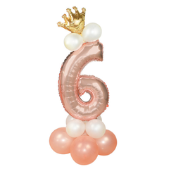 Zestaw balonów różowe złoto cyfra 6, 1 kpl