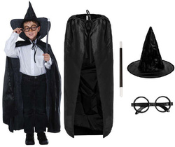 Zestaw Czarodziej peleryna,kapelusz,okulary,różdżk
