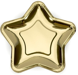 Talerzyki Gwiazdka, złoty, 18 cm, 6 szt.