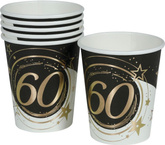 Kubeczki Papierowe 60 URODZINY 240ml 6szt.