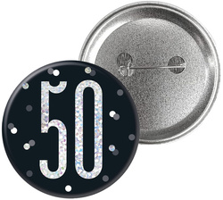 Przypinka Broszka Metalowa 50 Urodziny Czarna
