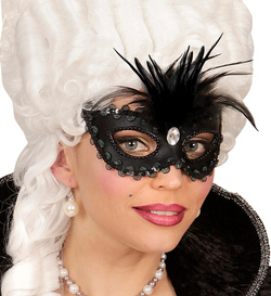 Maska Karnawałowa Wenecka Baronowej Czarna