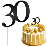 Topper na Tort LICZBA 30 Urodziny CZARNY