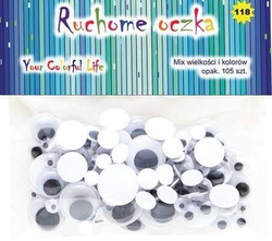 Dekoracyjne Ozobne Ruchome OCZKA Mix 105szt.