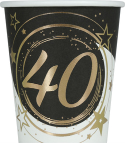 Kubeczki Papierowe 40 URODZINY 240ml 6szt.