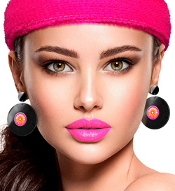 Kolczyki Wiszące PŁYTY WINYLOWE Lata 80 90