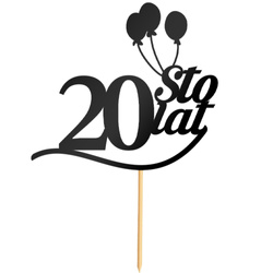 Topper na Tort 20 STO LAT Urodziny CZARNY