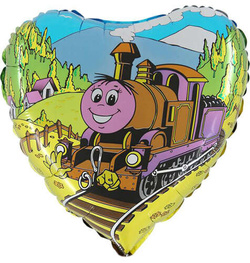Balon Foliowy Serce LOKOMOTYWA Pociąg Party 45cm