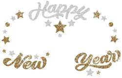 Naklejki na Twarz HAPPY NEW YEAR Srebrne, Złote