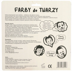 Farby  do malowania twarzy, 5 kolorów