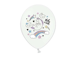 Balony Jednorożec, Pastelowe białe, 30cm, 1 szt