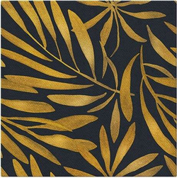 Serwetki Flizelinowe Czarne Złote Liście 50szt.