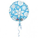 Balon foliowy niebieski w śnieżynki, 1 szt.