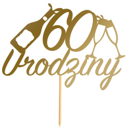 Topper na Tort 60 URODZINY Party ZŁOTY