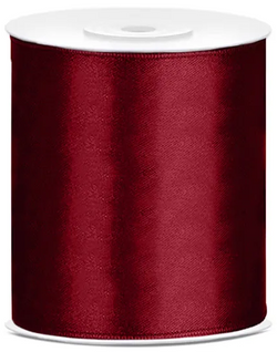 Tasiemka satynowa, bordo, 100mm/25m