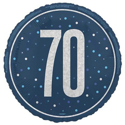 Balon Foliowy Niebieski Błyszczący 70 URODZINY 45c