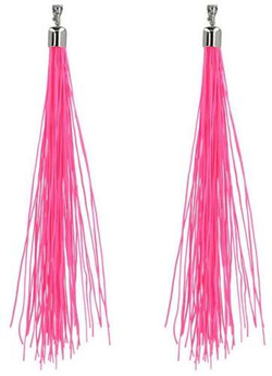 Kolczyki Festiwalowe Frędzle Neonowe Różowe Disco