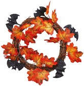 Wieniec Wianek Drzwi z Liści Nietoperze Halloween