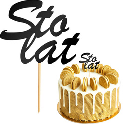 Topper na Tort STO LAT Urodziny CZARNY