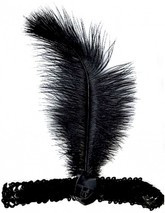 Opaska z piórem lata 20 czarna, 1 szt.