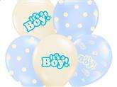 Balony "It`s a Boy", zestaw mix błękitny, 5 szt.