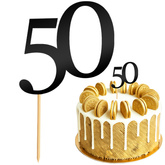 Topper na Tort LICZBA 50 Urodziny CZARNY