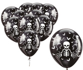 BALONY Lateksowe Czarne KOŚCIOTRUP Halloween 10szt