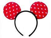 Opaska z uszami, czerwona, białe kropki, 1 szt