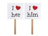 Karteczki ''I love him'',''I love her'', 2 szt.