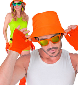 RĘKAWICZKI Bez Palców POMARAŃCZOWE Neonowe DISCO